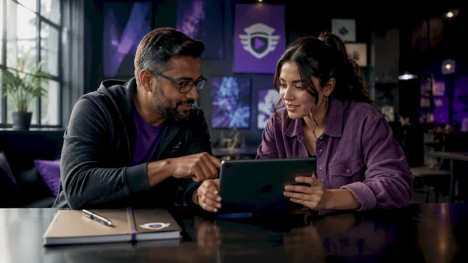 Two people discussing playlist curation strategies