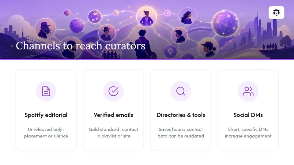 Four channels for reaching playlist curators