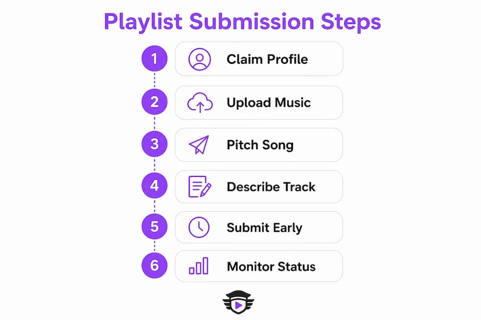 Infographic showing playlist submission step-by-step process