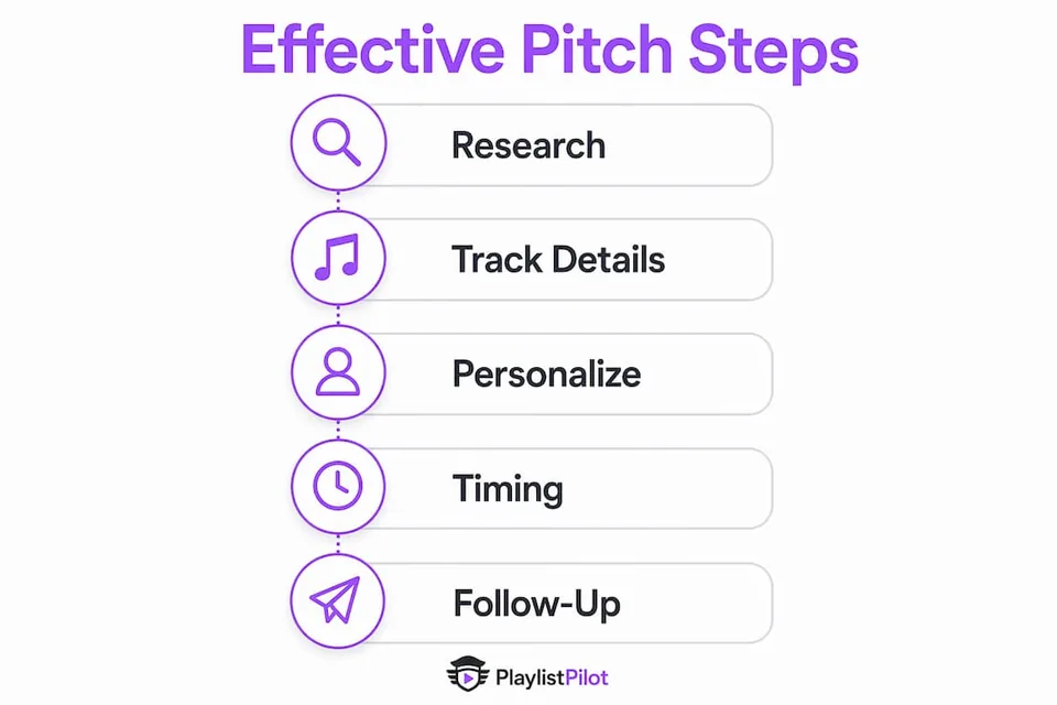 Infographic illustrating five steps for effective personalized pitch