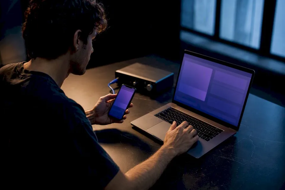 Artist testing a music smart link