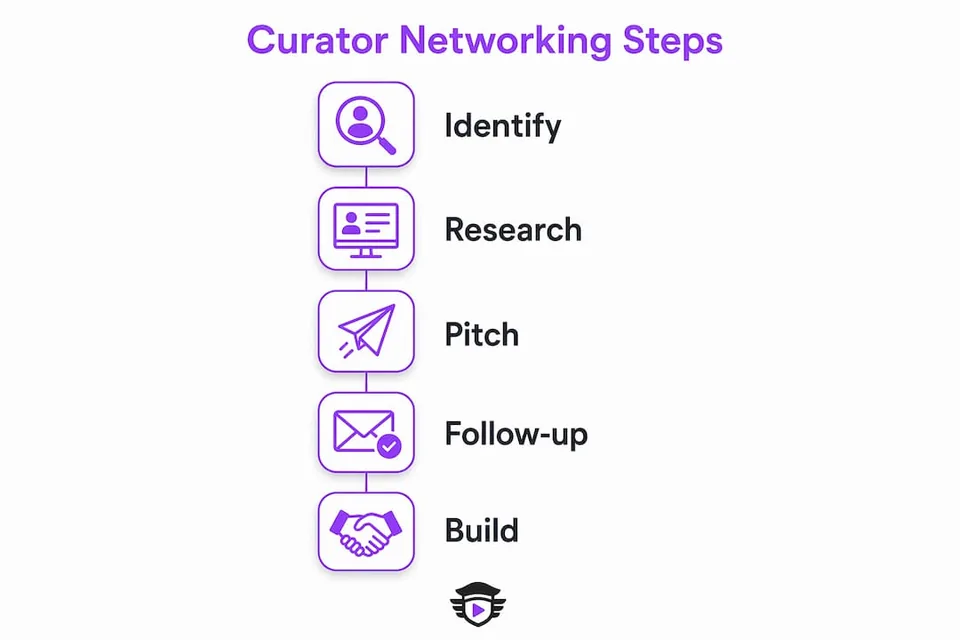 Infographic outlining musician-curator networking steps