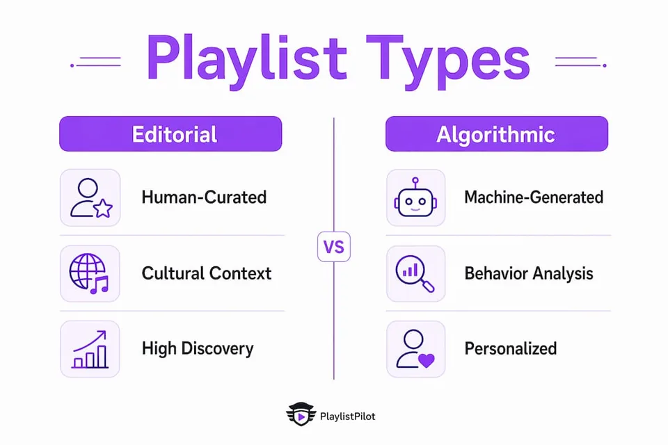 Infographic comparing editorial and algorithmic playlists