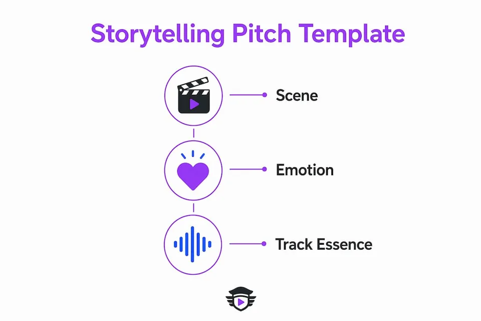 Infographic showing storytelling pitch template steps