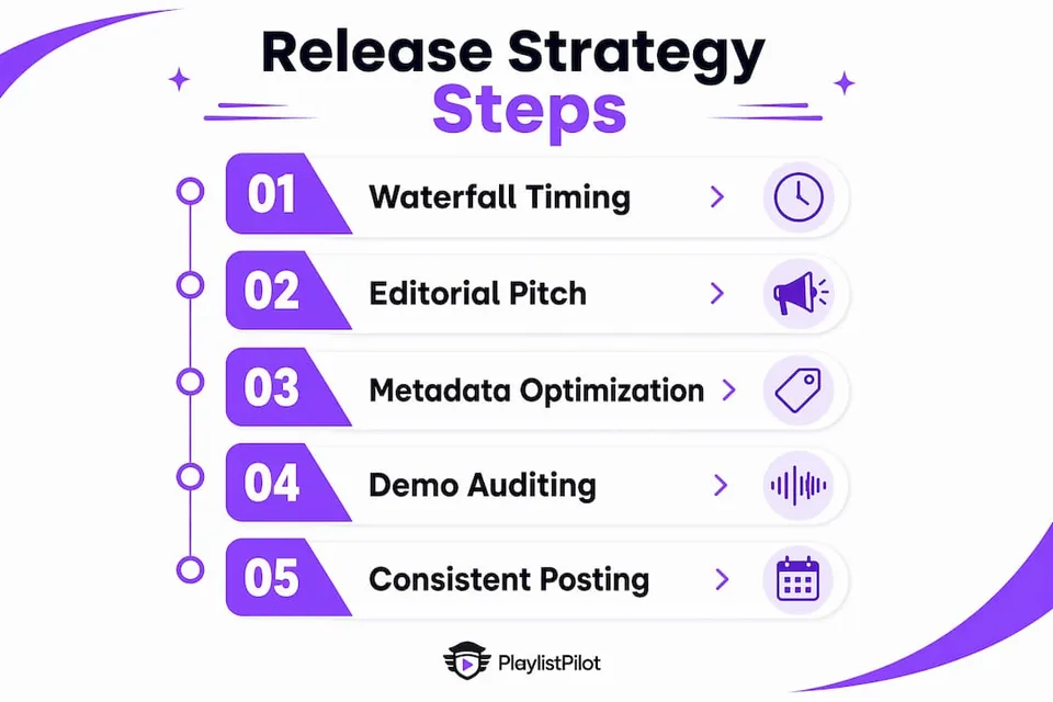Infographic illustrating key release strategy steps