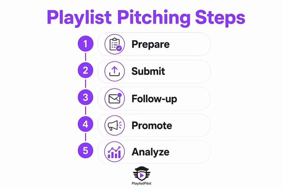 Infographic showing Spotify playlist pitching steps