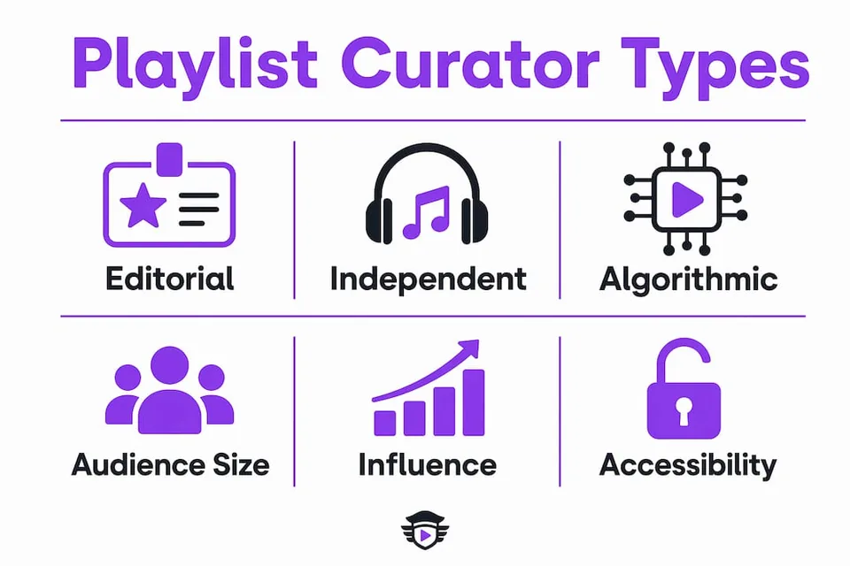 Infographic showing types of playlist curators