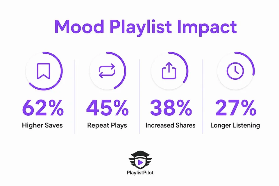Infographic showing mood playlist engagement stats