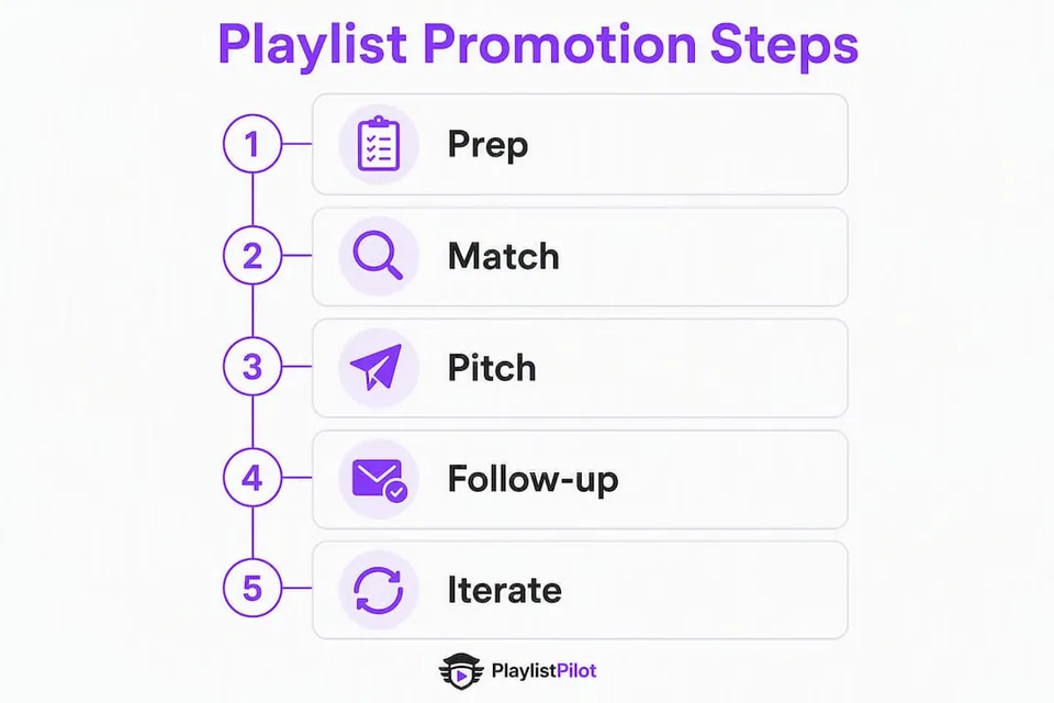 Infographic showing playlist promotion process steps
