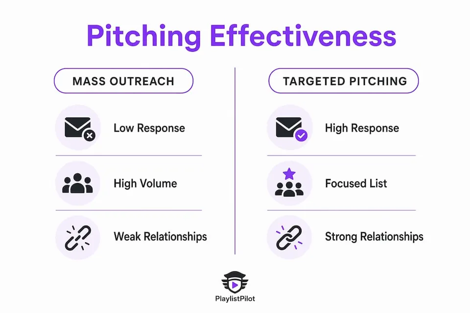 Infographic comparing mass outreach and targeted pitching
