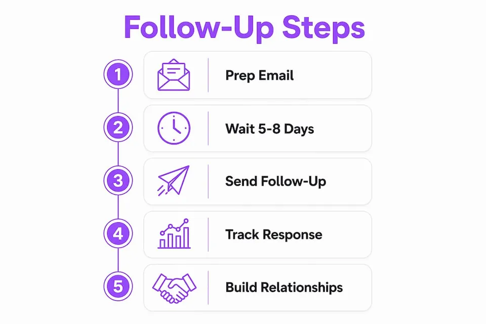 Infographic showing step-by-step follow-up process