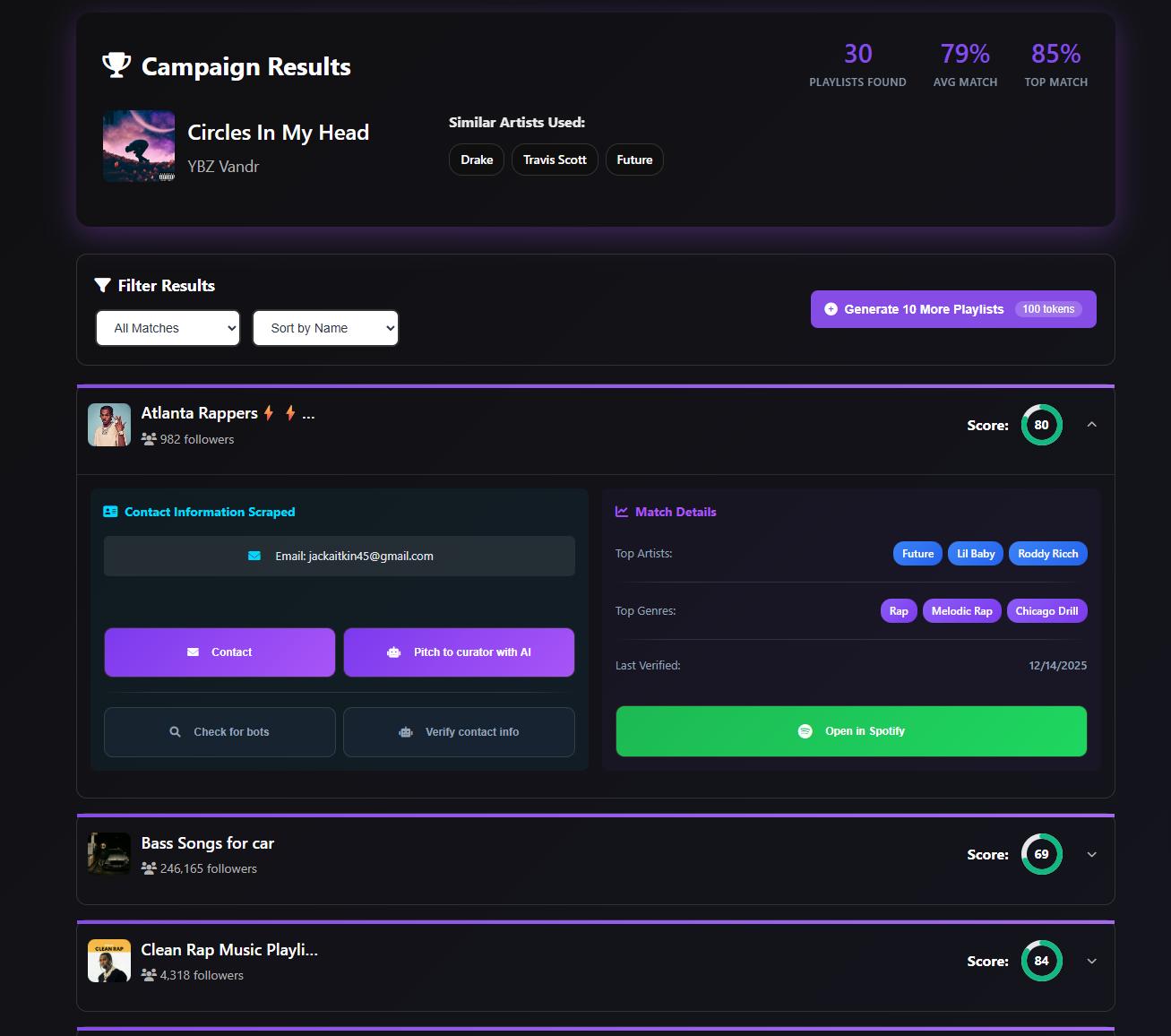 Playlist Pilot Results